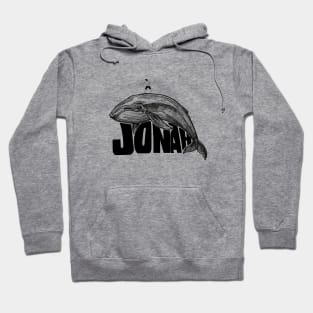 Jonah surfing a whale, funny meme black text Hoodie